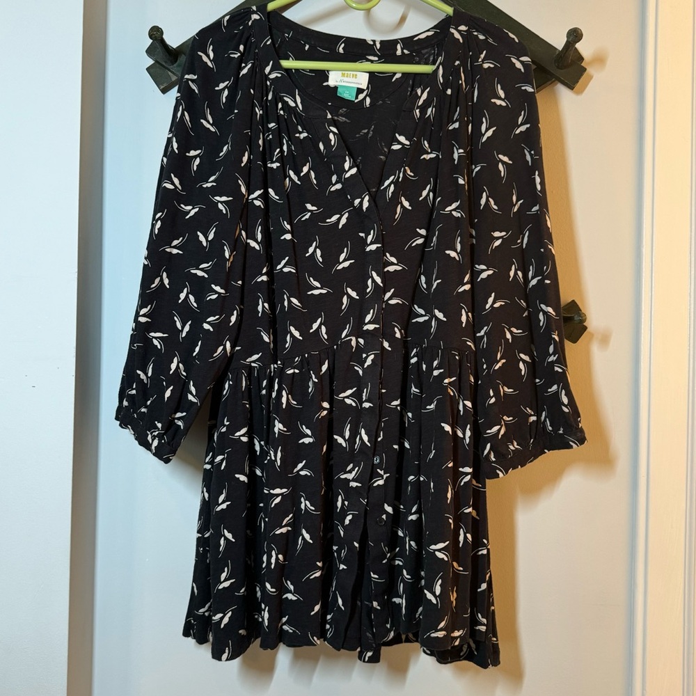 Maeve Anthropologie Plus Size Flowy Button Down Kit Shirt